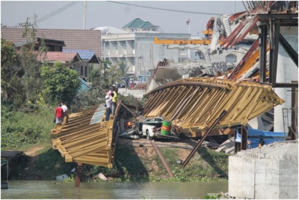 อุบัติเหตุเครนยกชิ้นส่วนสะพานข้ามแม่น้ำเจ้าพระยาถล่ม