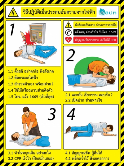 วิธีปฏิบัติเมื่อประสบอันตรายจากไฟฟ้า